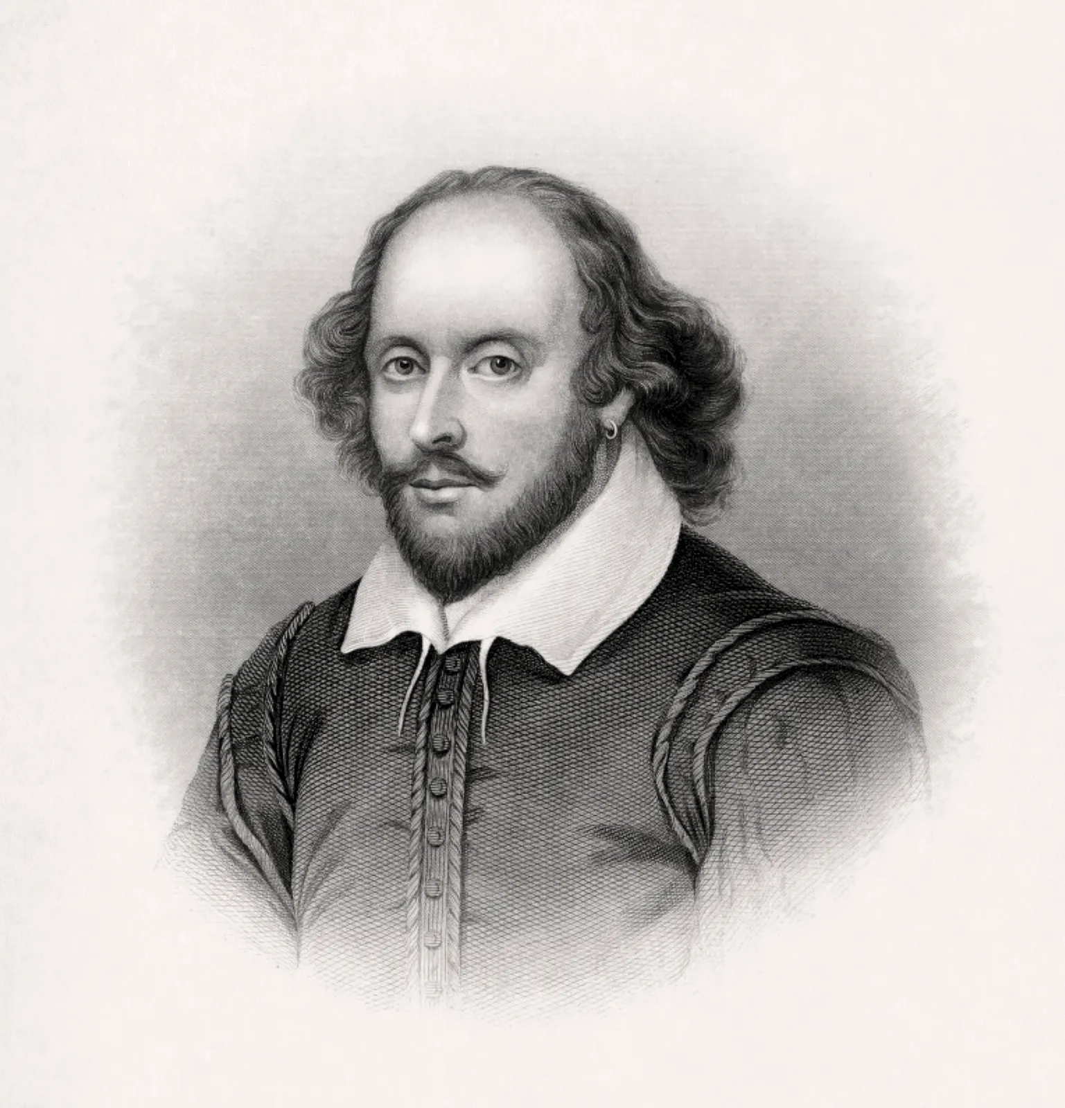 O busto em preto e branco de William Shakespeare