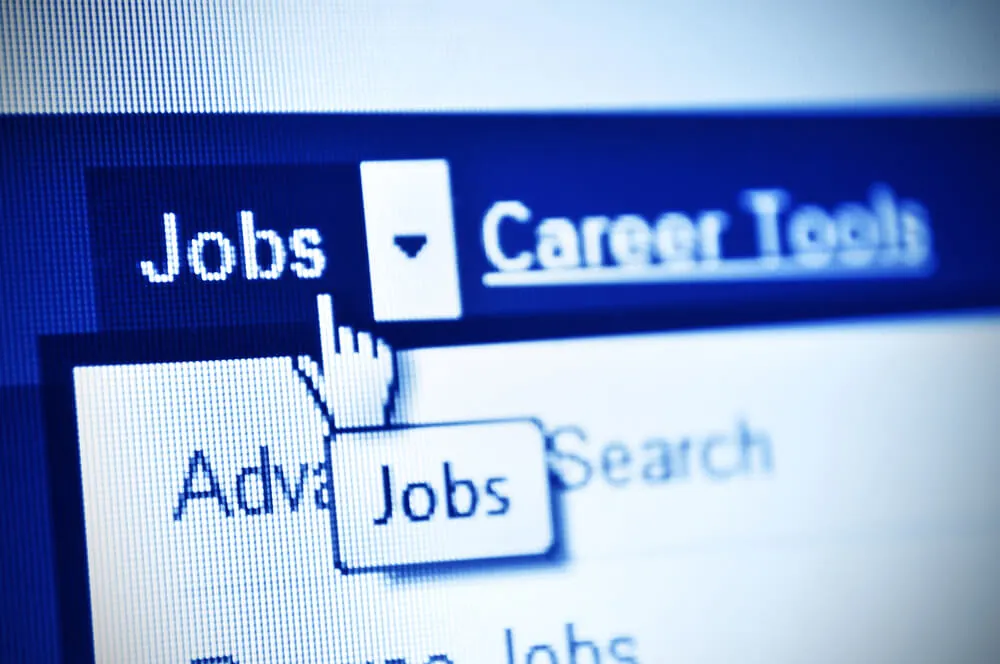 Tela de site de procura de vagas de emprego